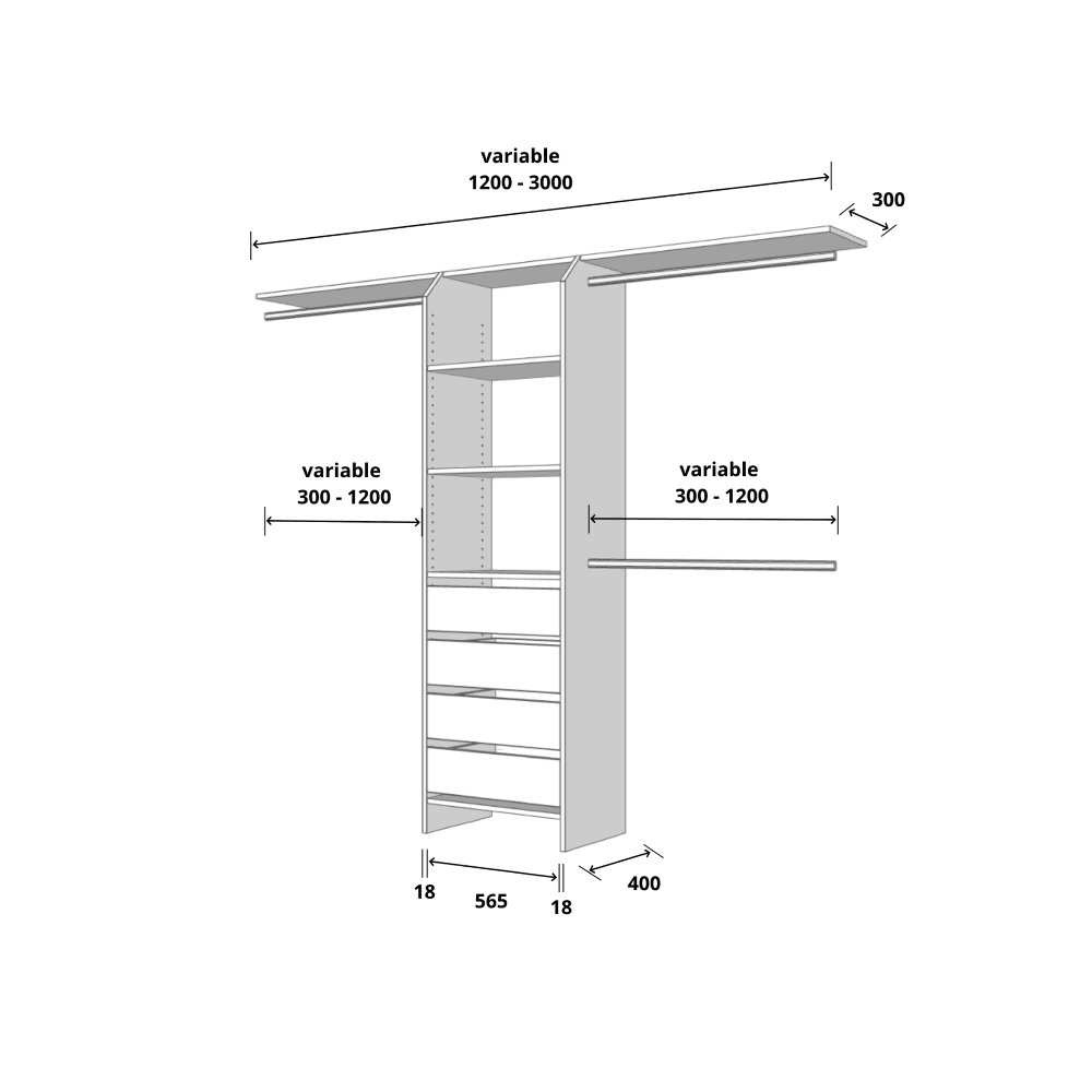 Essential 600 Wardrobe Shelf Tower – White